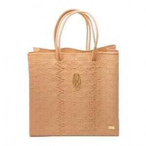 NEW LOLA'S BAG women's medium woven shoulder strap tote bag in coral